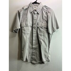 Riverside Mens Gray Short Sleeve Tactical Uniform Shirt Epaulets Size 15.5 Neck